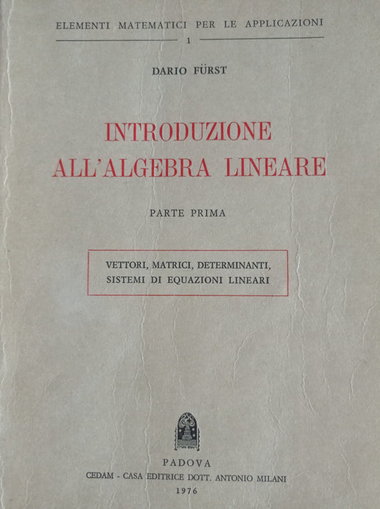 Introduzione all'algebra lineare - copertina