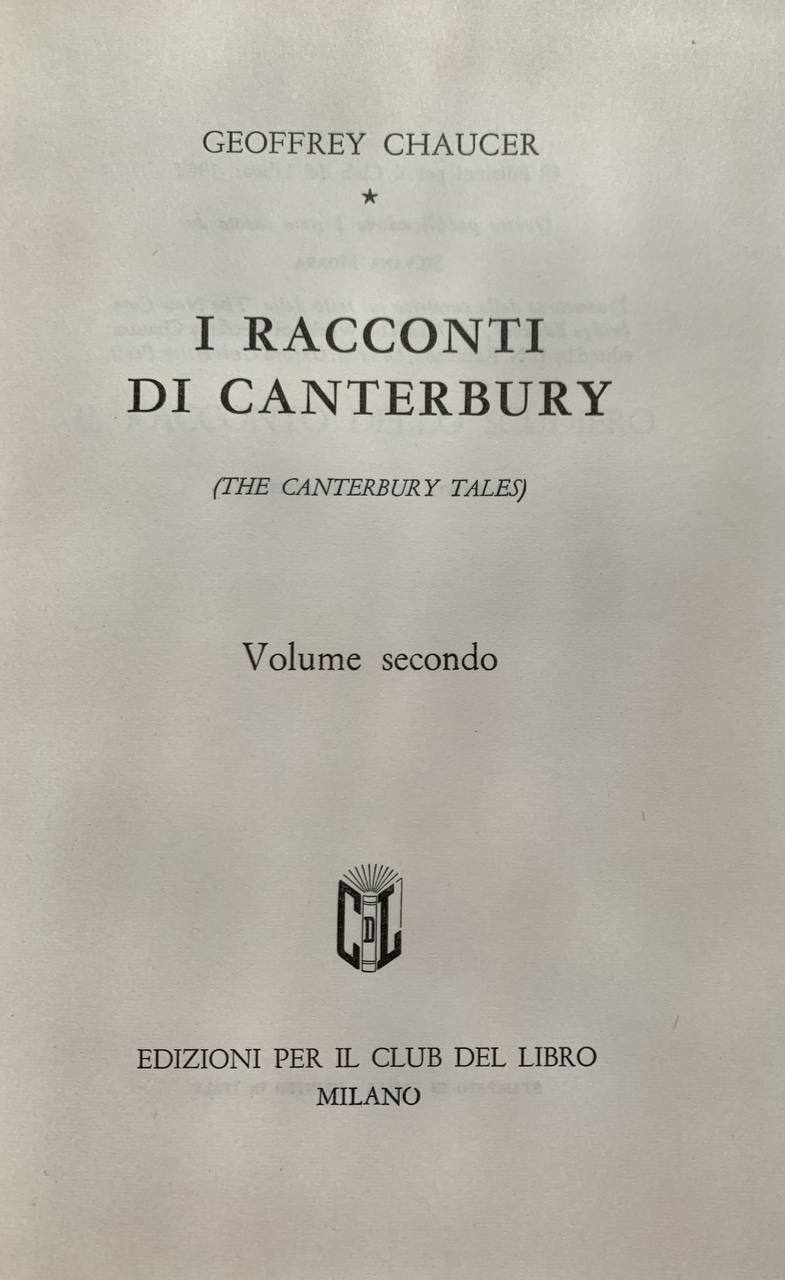I racconti di Canterbury. Volume secondo - copertina