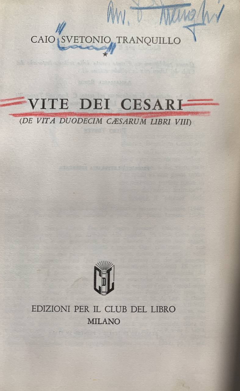 Vite dei Cesari (De vita duodecim Caesarum libri VIII) - copertina