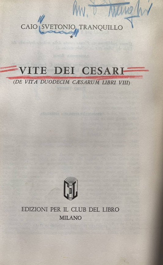 Vite dei Cesari (De vita duodecim Caesarum libri VIII) - copertina