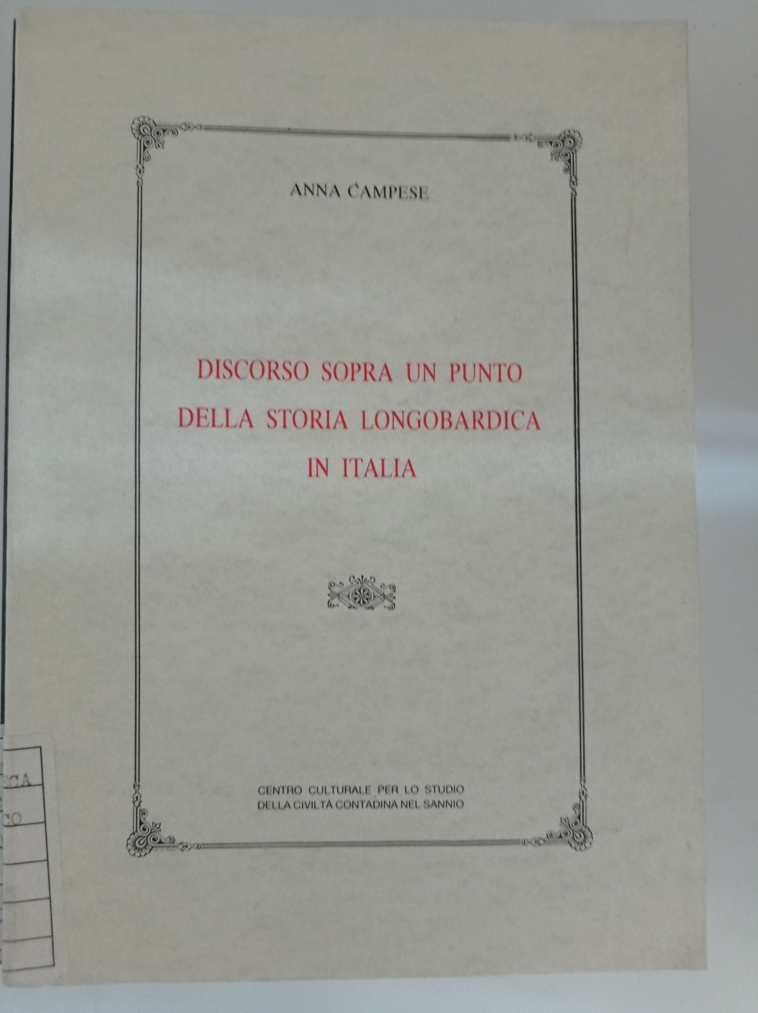 Discorso sopra un punto della storia longobardica in Italia - copertina