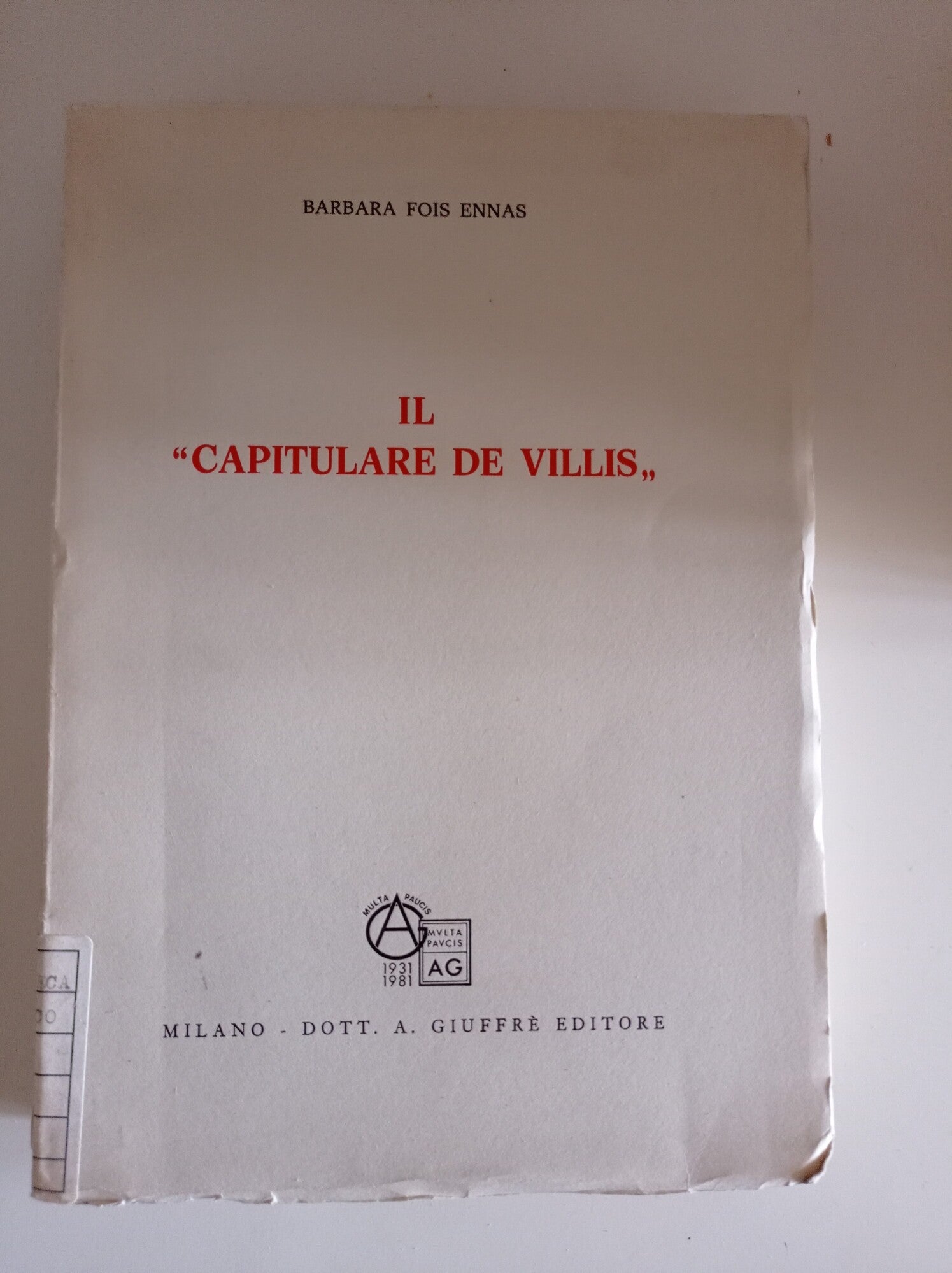 Il "Capitulare de Villis" - copertina