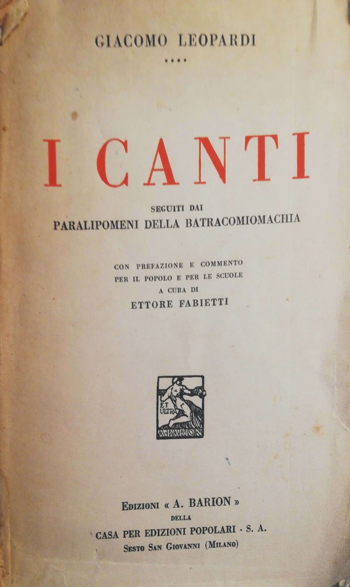 I canti - copertina