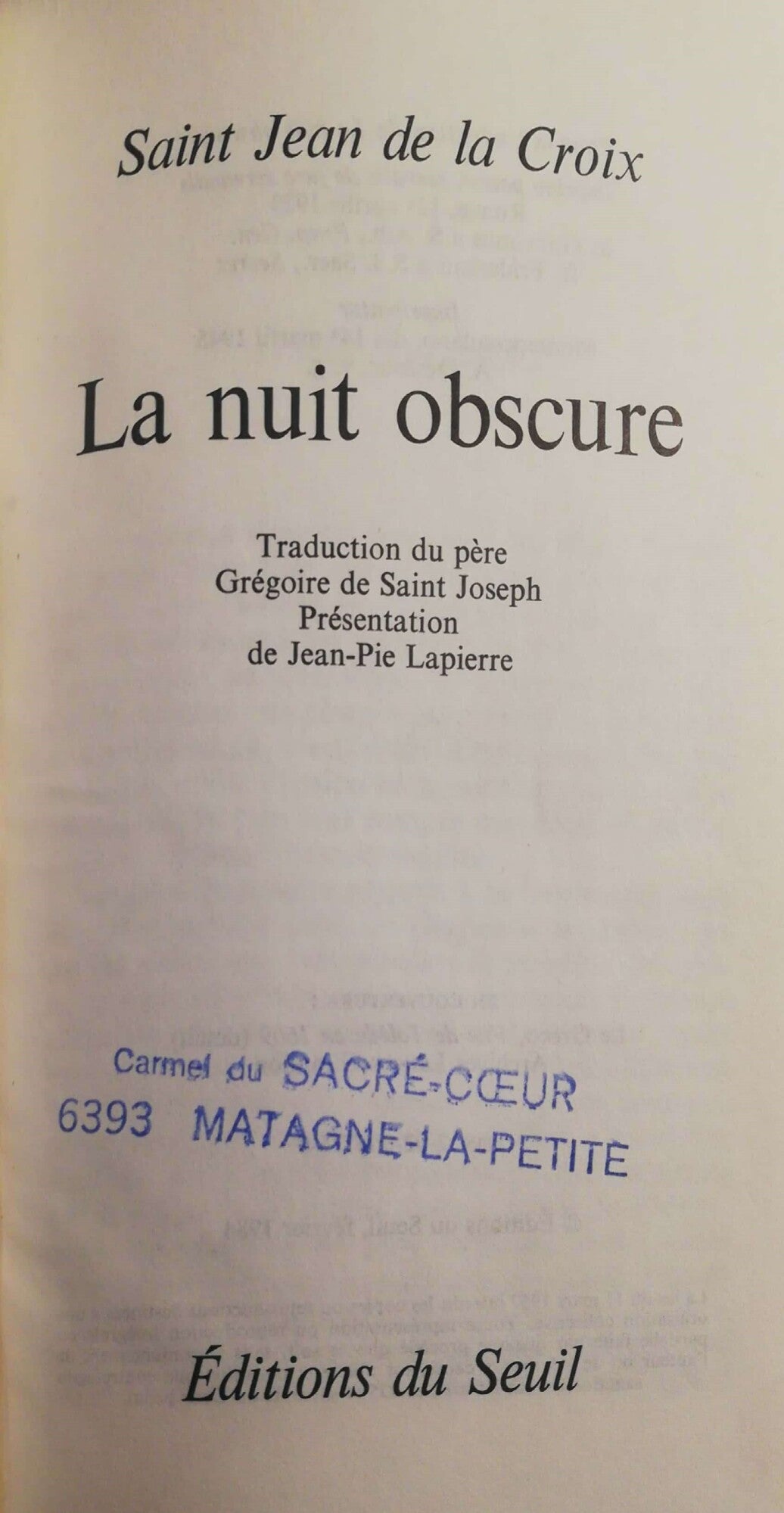 La Nuit obscure - copertina
