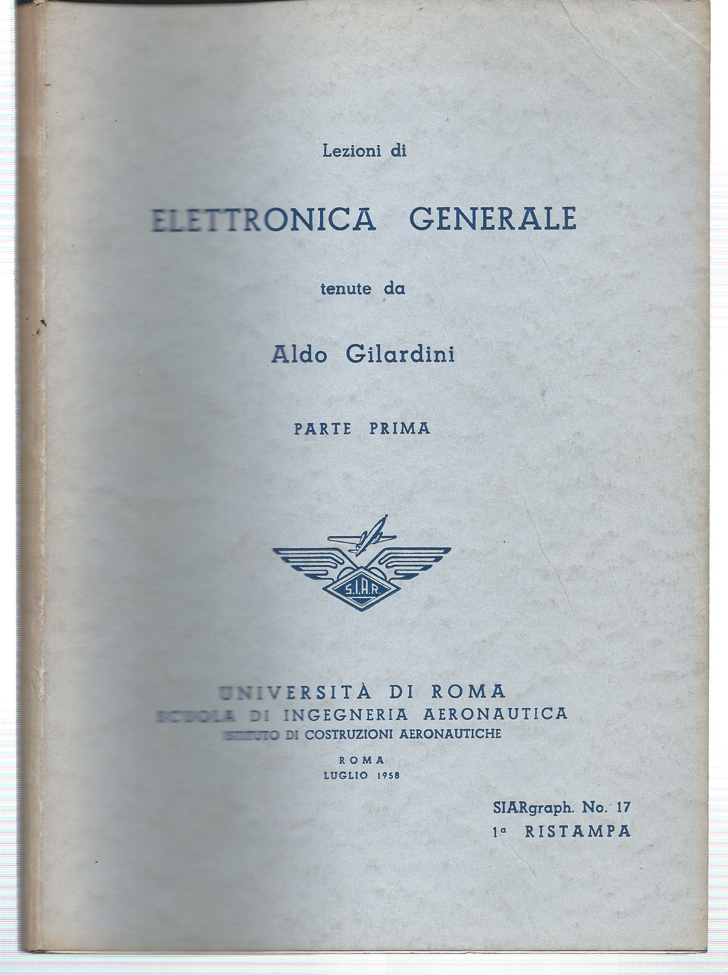 Lezioni di elettronica generale - Parte prima - copertina