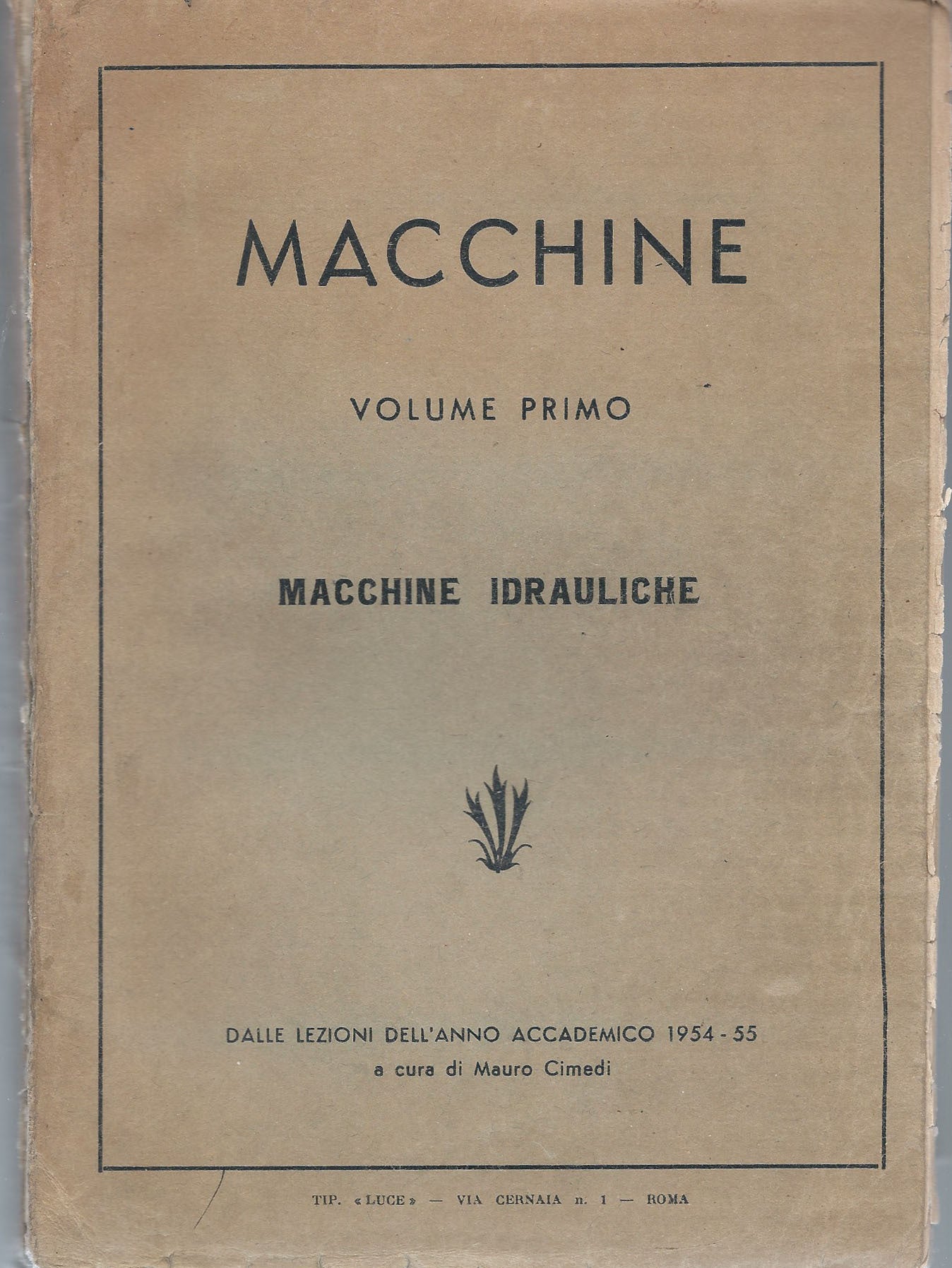 Macchine idrauliche - Volume primo - copertina