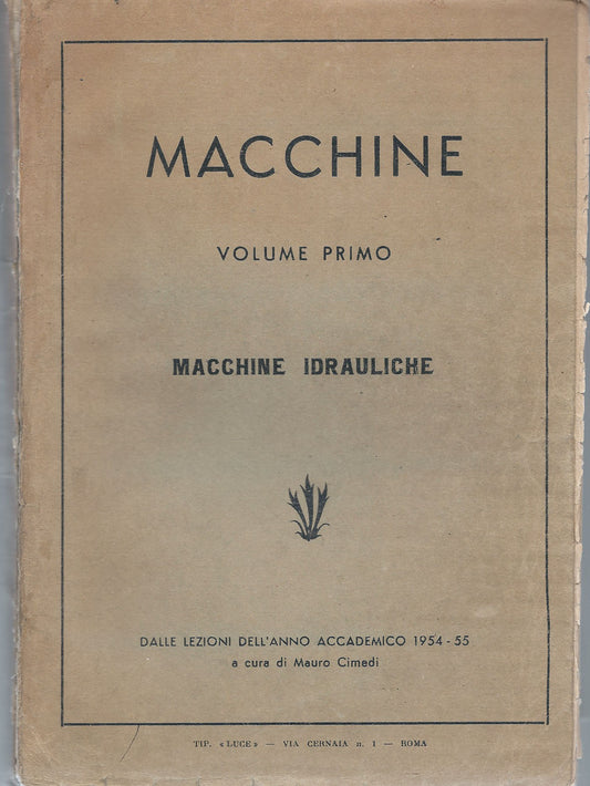 Macchine idrauliche - Volume primo - copertina