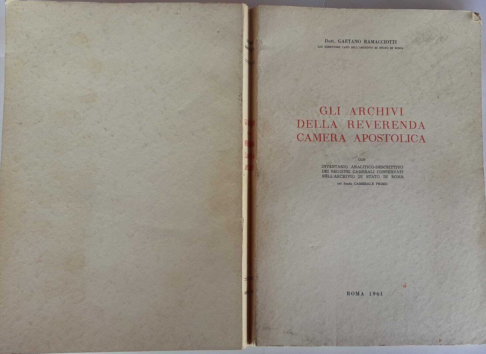 Gli archivi della reverenda camera apostolica - copertina