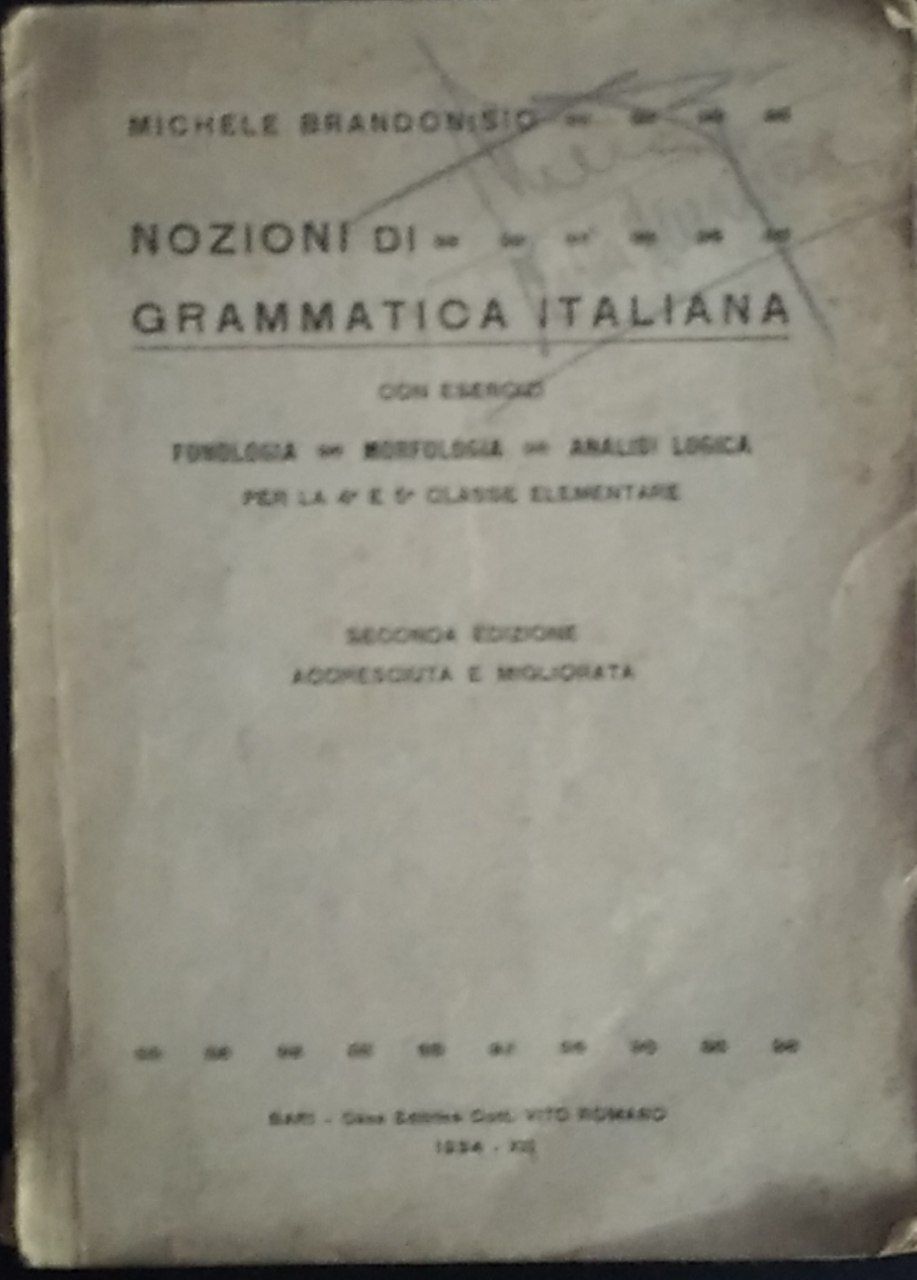Nozioni di grammatica italiana - copertina