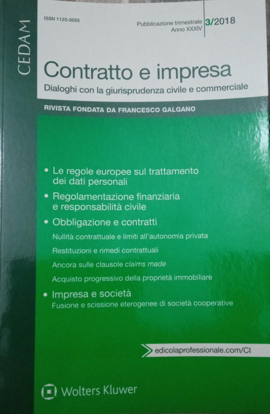 Contratto e impresa. Dialoghi con la giurisprudenza civile e commerciale Volume 3 (rivista) - copertina
