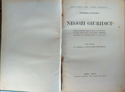Negozi giuridici, Corso di diritto romano nella R.Universita' di Roma nell'anno accademico 1892-1893 raccolto dai dottori Mapei e Nannini - copertina