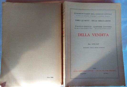 Commentario del Codice Civile. Libro IV - Delle obbligazioni. Della vendita (Art. 1470-1547) - copertina