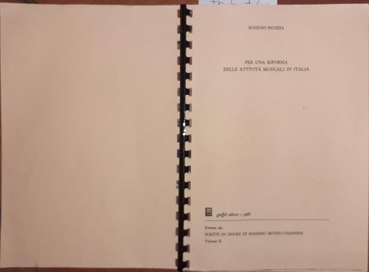 Per una riforma delle attivita' musicali in Italia volume II - copertina