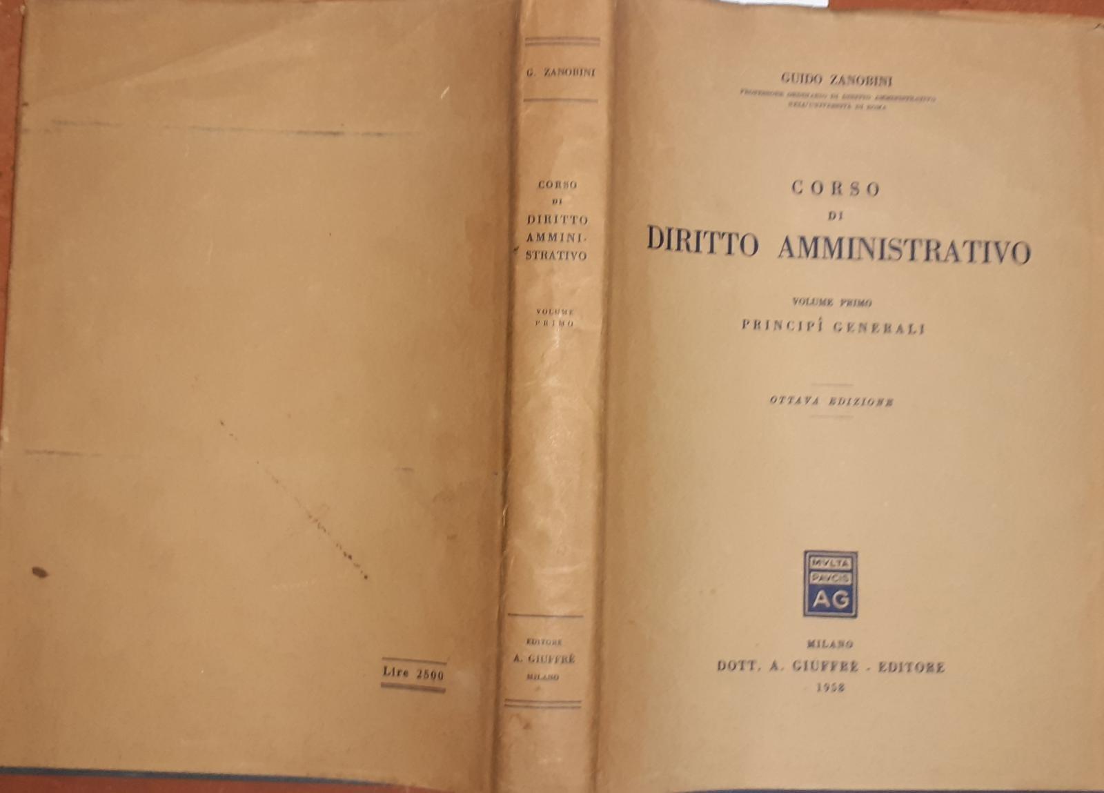 Corso di diritto amministrativo . Volume I - copertina