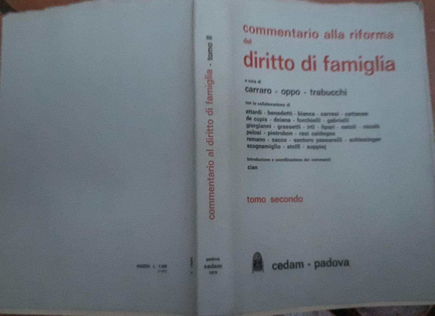 Commentario alla riforma del diritto di famiglia. Tomo primo parte seconda. - copertina