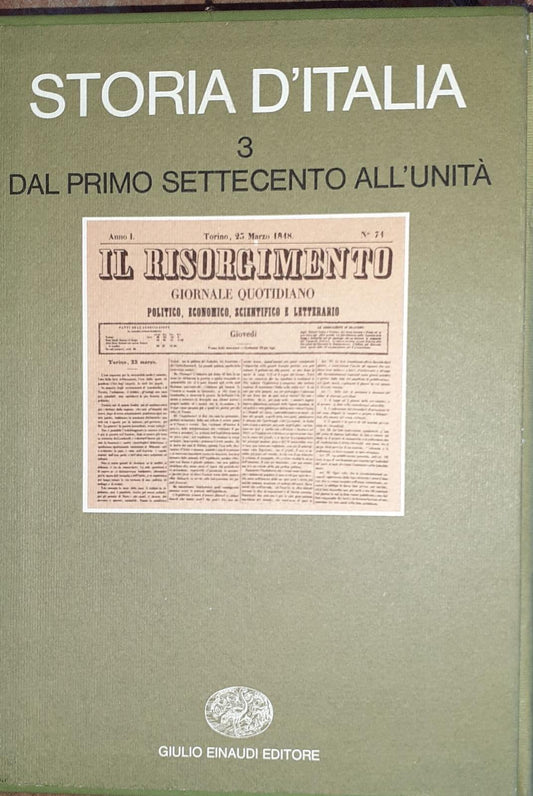 Storia d'Italia. Volume terzo. Dal primo settecento all'unita' - copertina