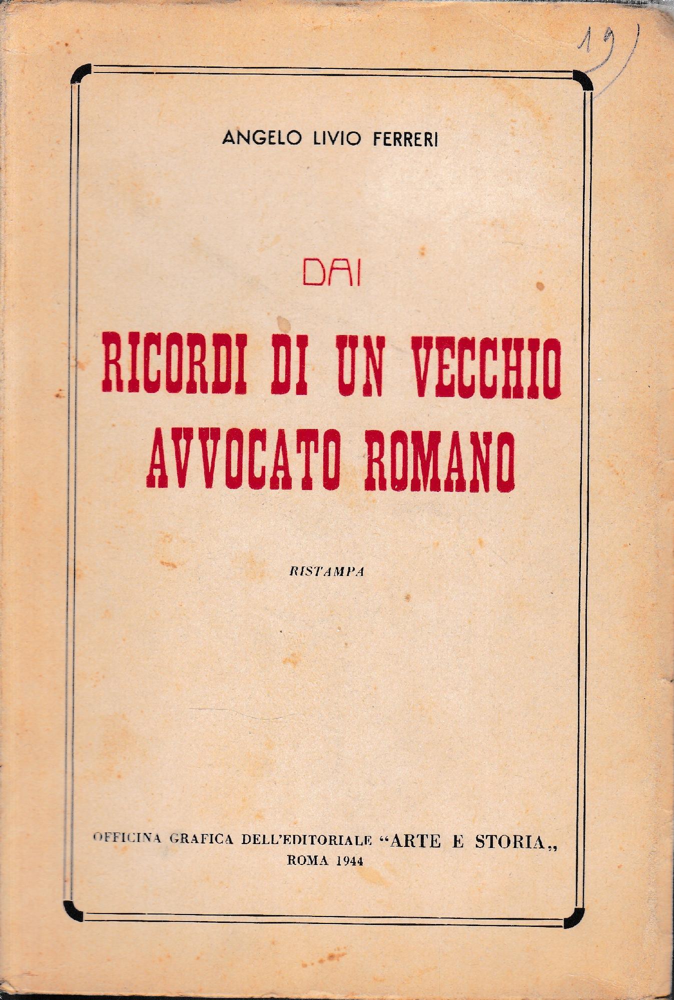Dai ricordi di un vecchio avvocato - copertina