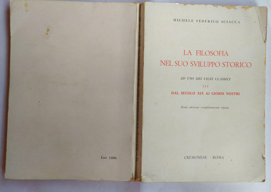 La filosofia nel suo sviluppo storico. Volume III dal secolo XIX ai giorni nostri. - copertina