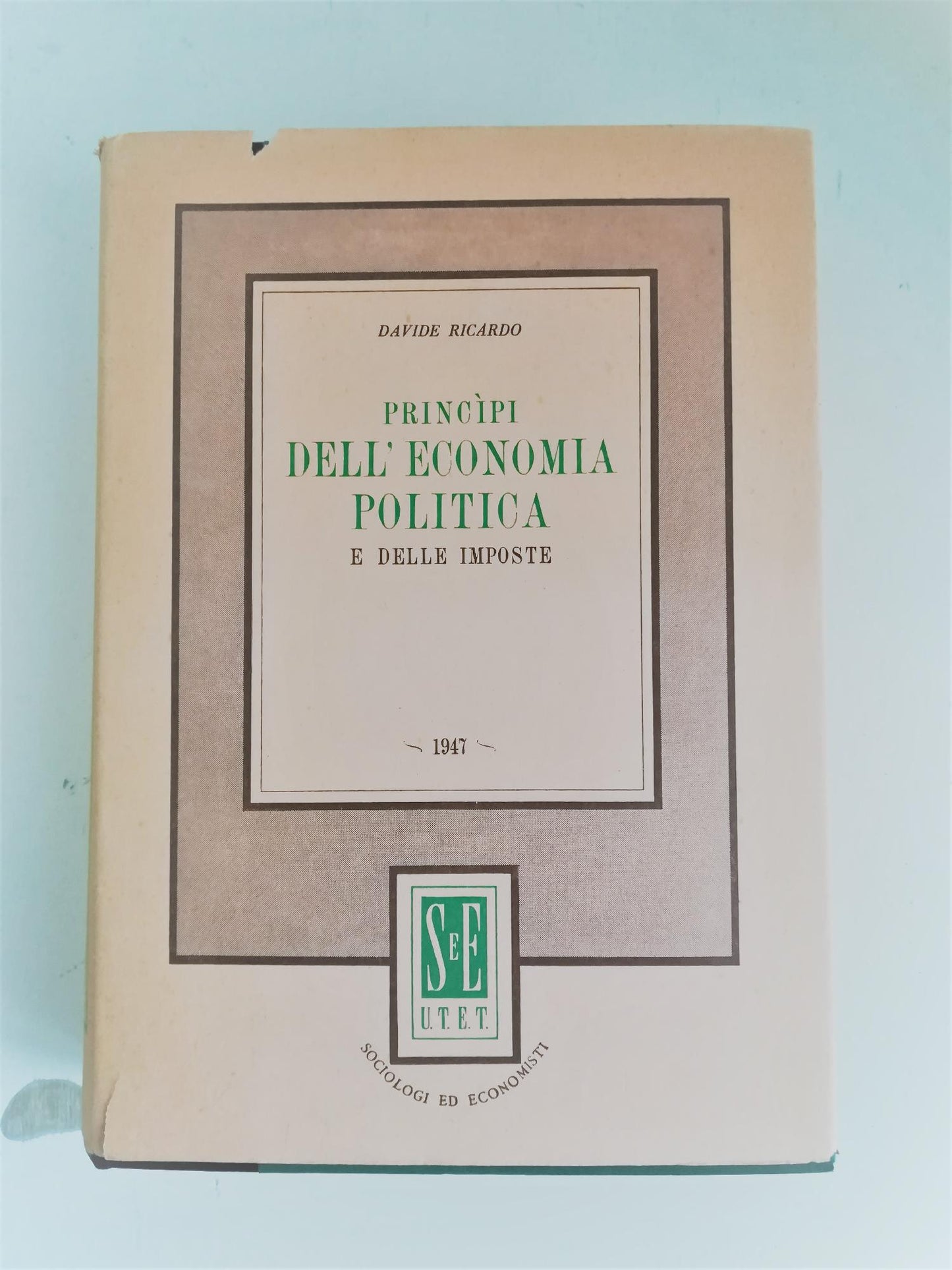 Principi dell'economia politica e delle imposte - copertina