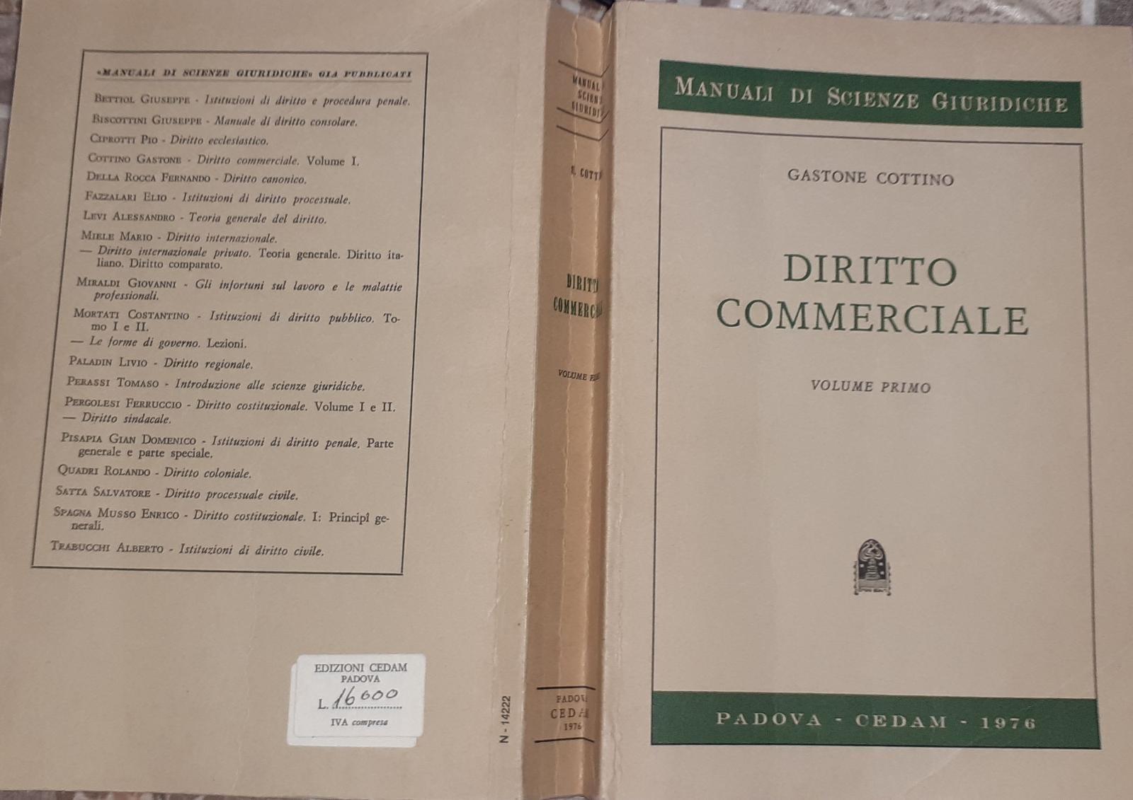 Diritto commerciale Volume primo - copertina