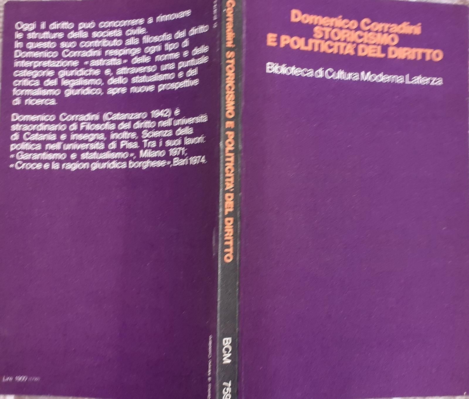 Storicismo e politicità del diritto - copertina