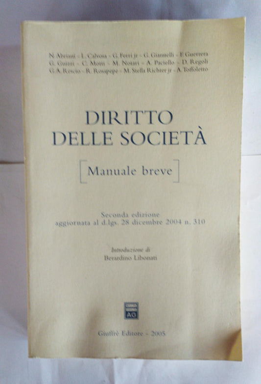 Diritto delle società : manuale breve - copertina