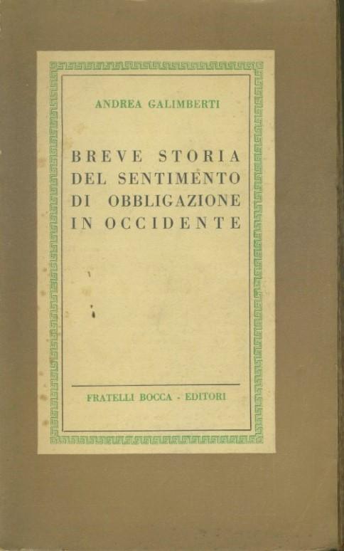 Breve storia del sentimento di obbligazione in occidente - copertina