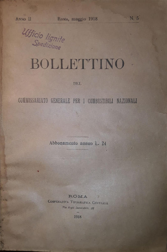 Bollettino del commissariato generale per i combustibili nazionali - copertina