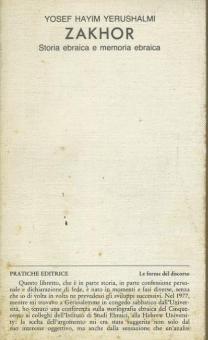 Zakhor. Storia ebraica e memoria ebraica - copertina