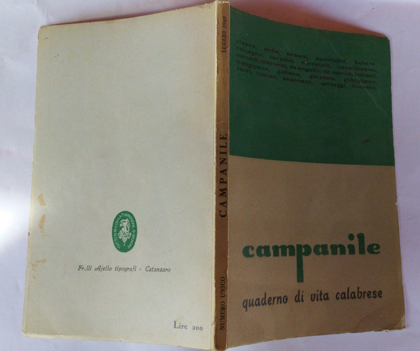Campanile quaderno di vita calabrese - copertina