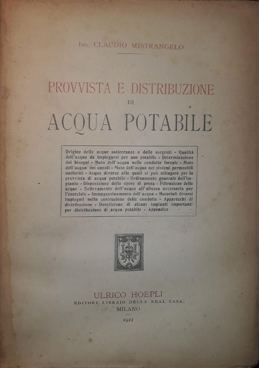 Provvista e distribuzione di acqua potabile - copertina