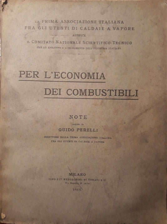Per l'economia dei combustibili: note redatte da Guido Perelli - copertina