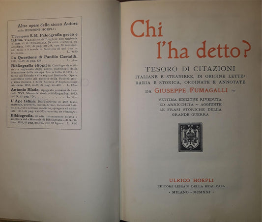 Chi l'ha detto?  Tesoro di citazioni - copertina