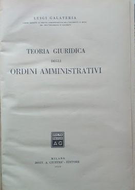 Teoria Giuridica degli Ordini Amministrativi - copertina