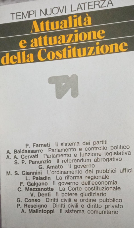 Attualita' e attuazione della costituzione - copertina