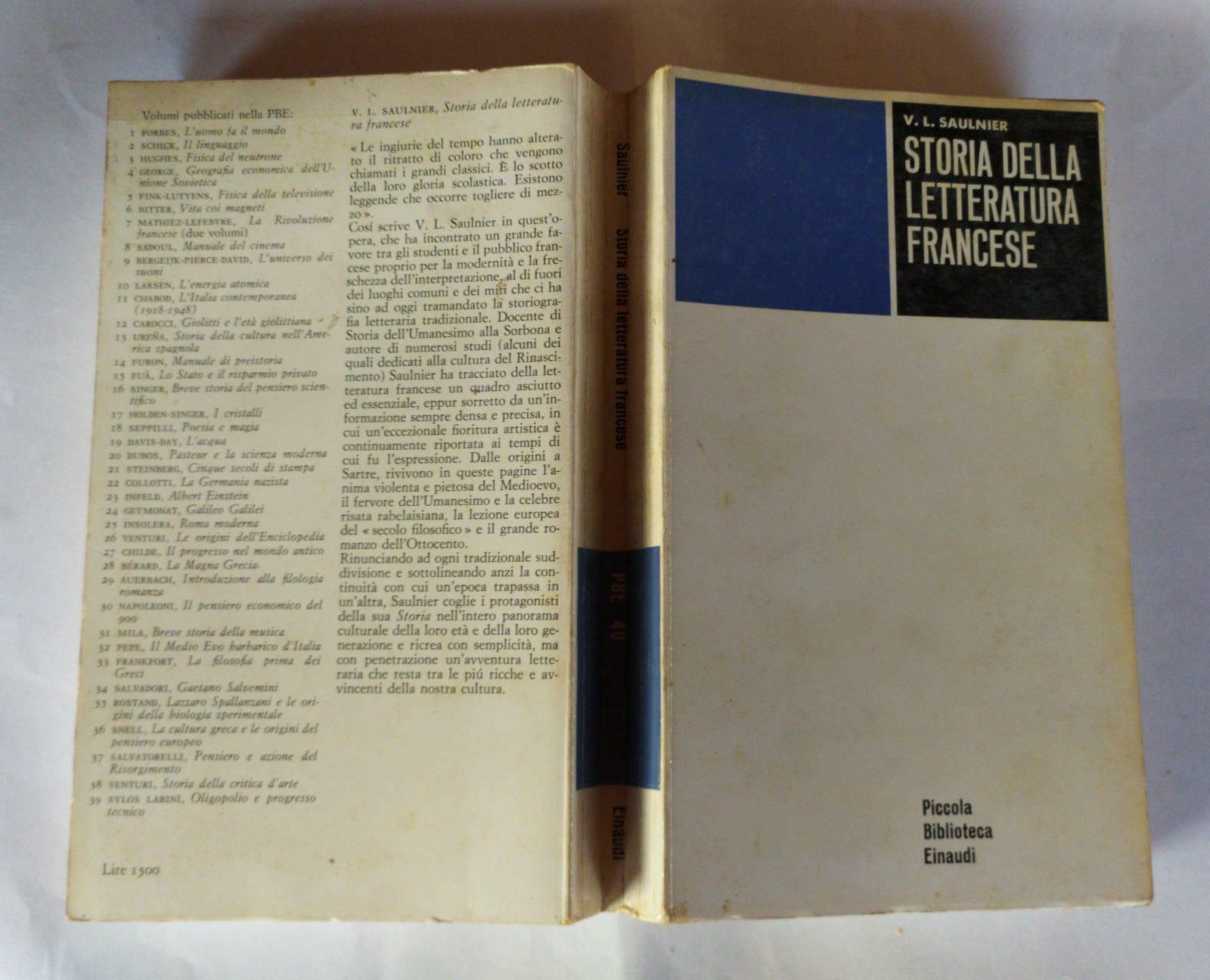 Storia della letteratura francese - copertina