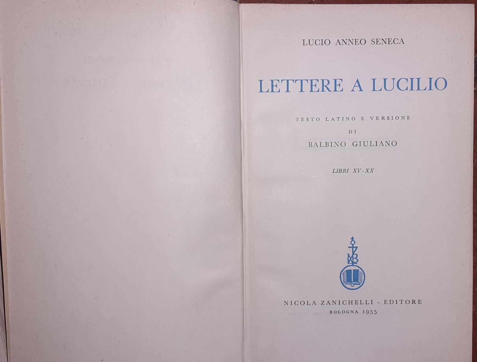 Lettere a Lucilio. Libri I-VI - copertina