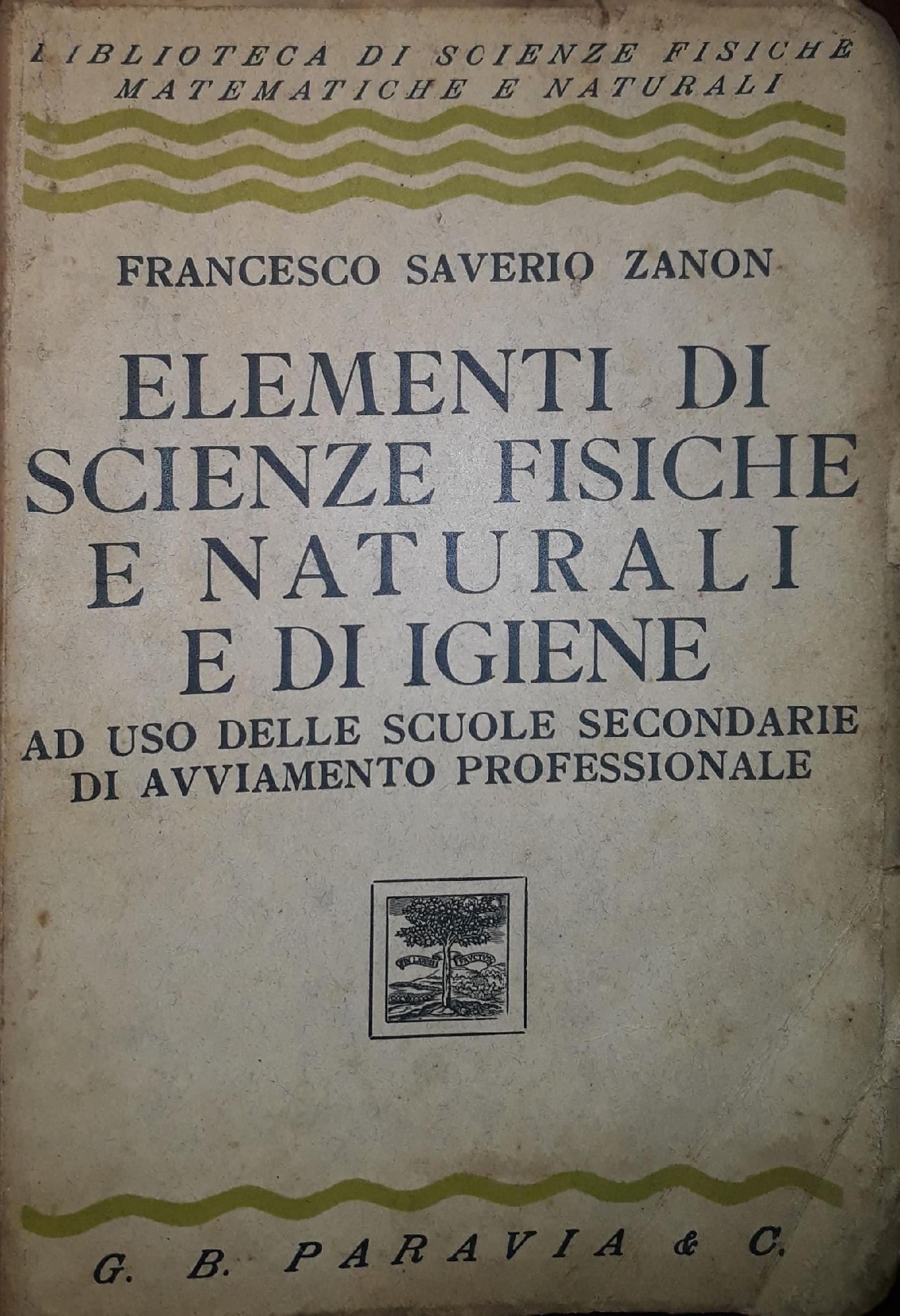 Elementi di scienze fisiche e naturali e di igiene - copertina