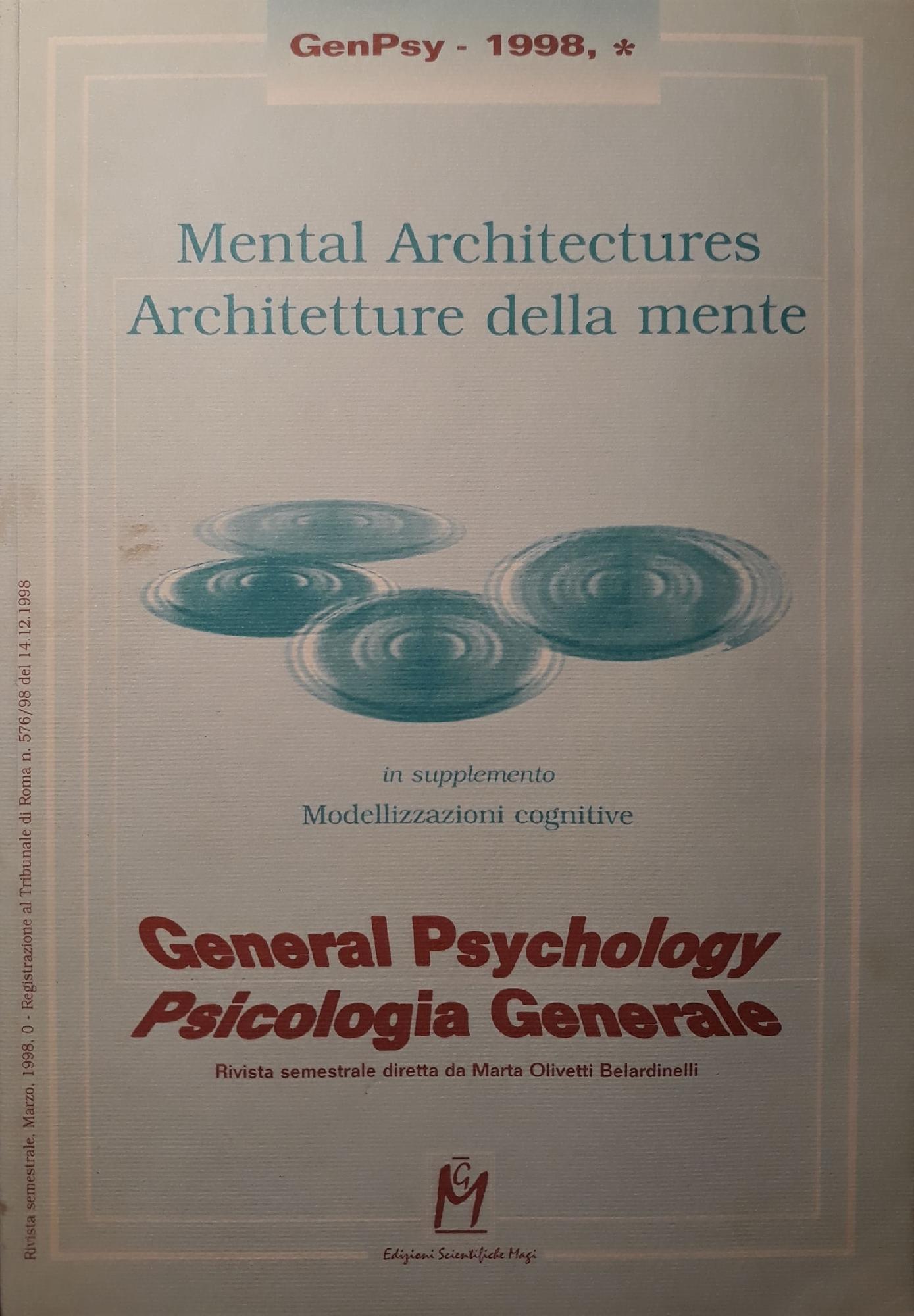 Rivista: Psicologia generale  (semestrale 1998) - copertina