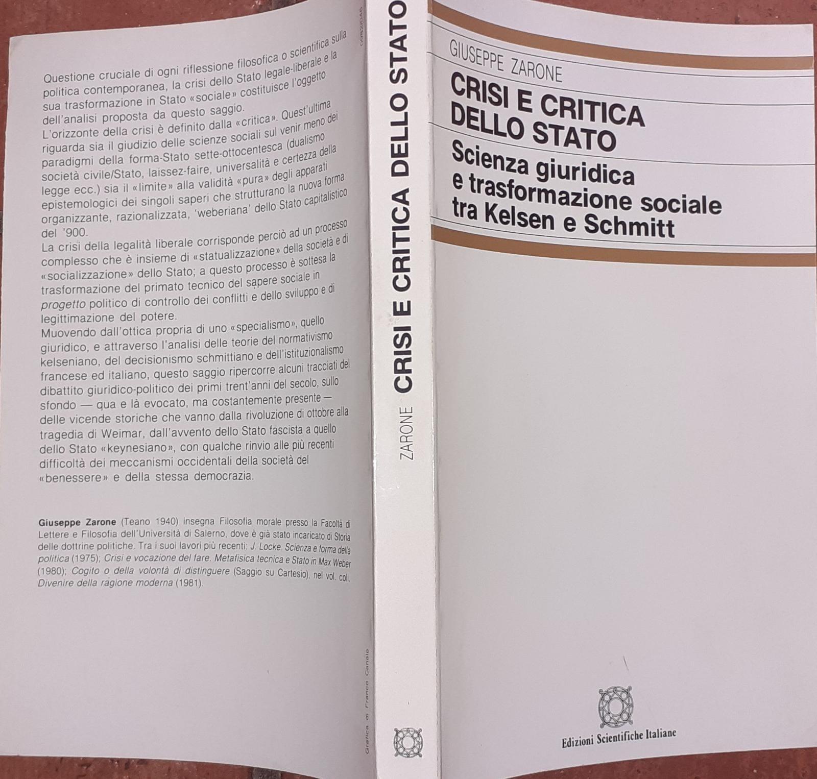 Crisi e critica dello stato. Scienza giuridica e trasformazione sociale tra Kelsen e Schmitt - copertina