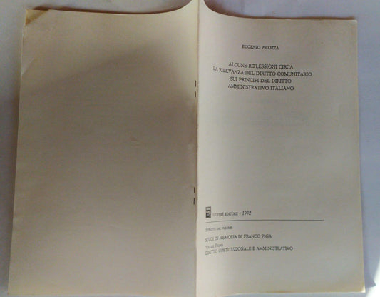 Alcune riflessioni circa la rilevanza del diritto comunitario sui principi del diritto amministrativo italiano - copertina