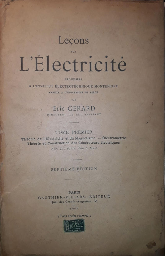 Lecons sur l'électricité: tome premier - copertina