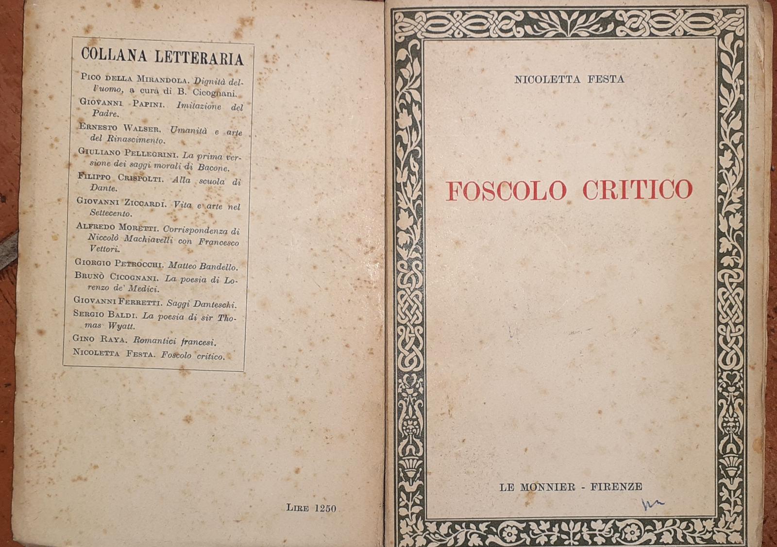 Foscolo critico - copertina