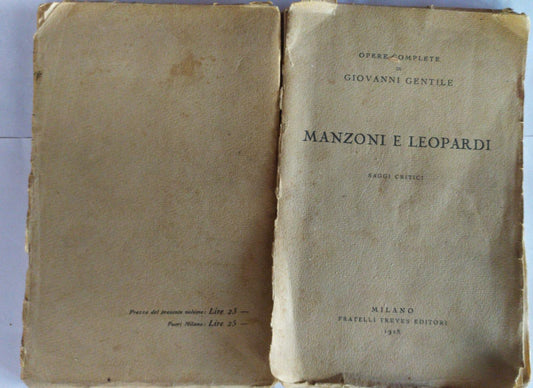Manzoni e Leopardi saggi critici - copertina