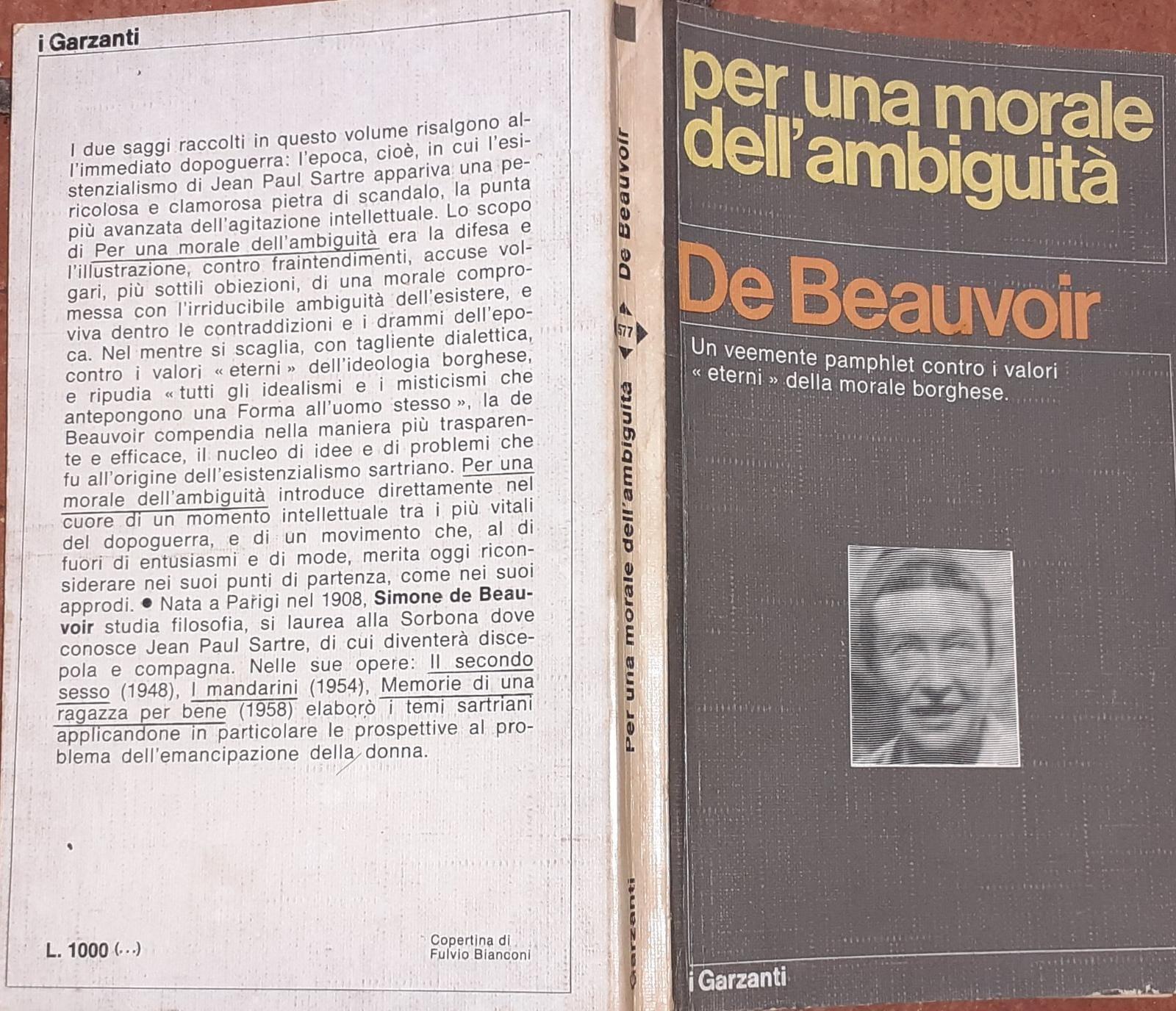 Per una morale dell'ambiguita' - copertina
