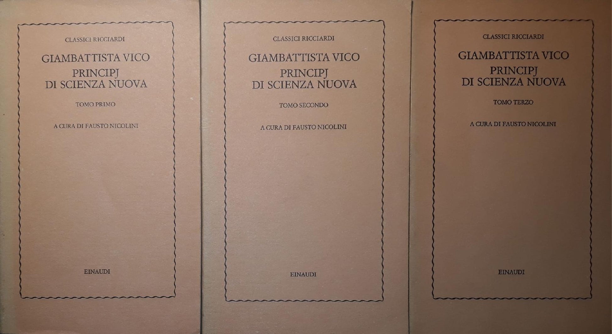 Principj di scienza nuova (Volume I pag.128, Volume II pag.363, Volume III pag.569) - copertina