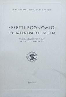 Effetti economici dell'imposizione sulle società. Rassegna bibliografica - copertina