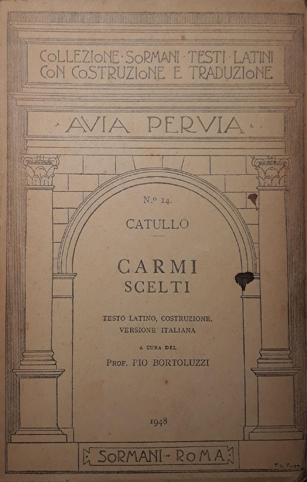 Carmi scelti: a cura del Prof. Pio Bortoluzzi - copertina