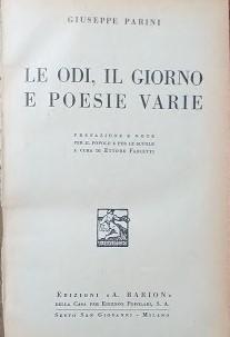 Le Odi, Il Giorno e Poesie Varie - copertina