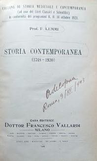 Storia contemporanea (1748-1930) - copertina